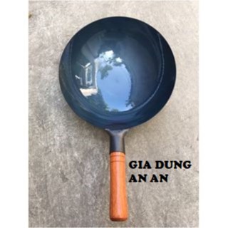 Chảo Thép Cacbon Tôi Sẵn màu xanh chống dính, kháng rỉ tốt, đáy tròn sz 30cm> 40cm rang cơm, xào mì.