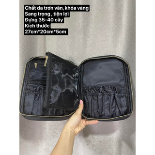 Bao Da Đựng Cọ Túi đựng cọ da vân trơn Khóa Vàng Cao Cấp Siêu Bền