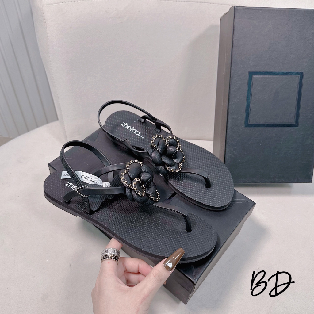 Balance Sandals Hoa Hồng Đen