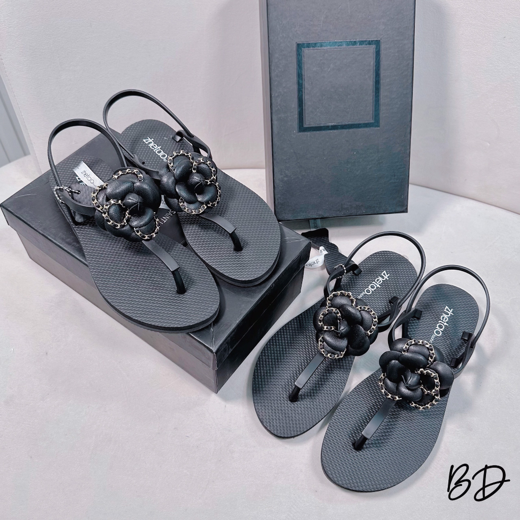 Balance Sandals Hoa Hồng Đen