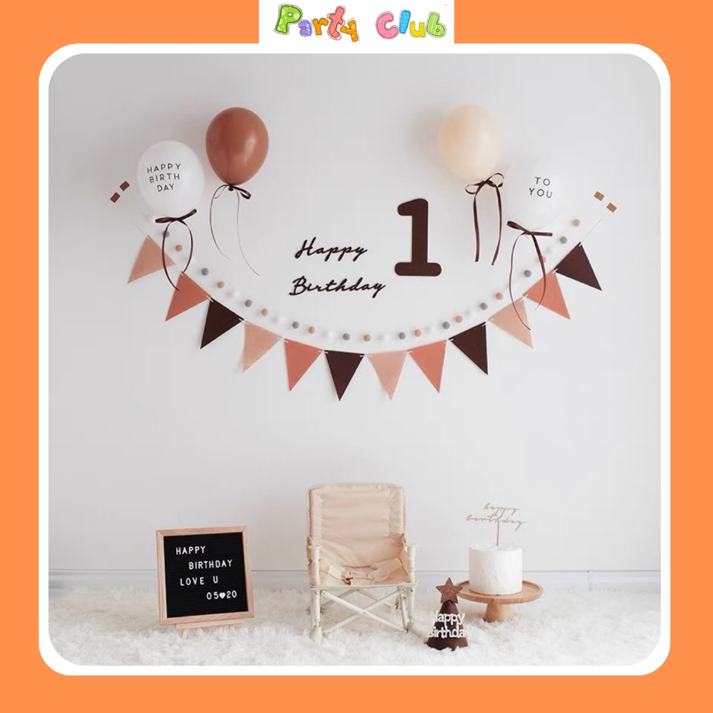Set bóng trang trí sinh nhật tone nâu vintage