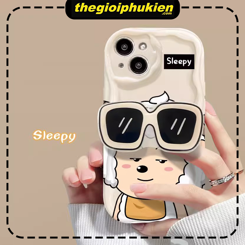 Ốp lưng iphone cạnh sóng nổi Cừu đeo kính 6s/6splus/7/7plus/8/8plus/x/11/12/13/14/max/promax - xx1047