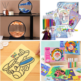 [FREESHIP] BỘ TRANH CÁT CHUYỂN ĐỘNG, TÔ MÀU, VẼ NHIỀU HÌNH CHO BÉ
