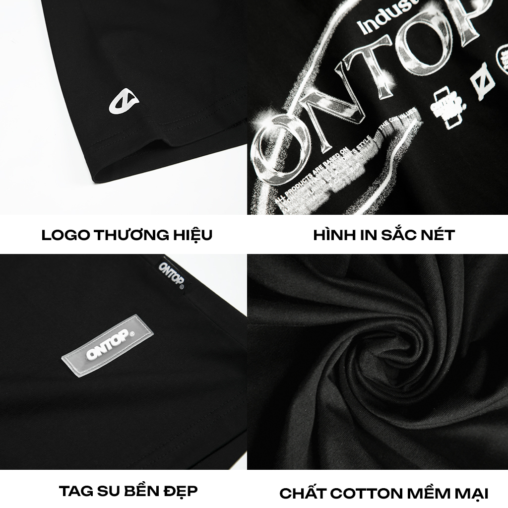 Áo thun form rộng tay lỡ màu đen local brand ONTOP Tee Optics | O23-T2