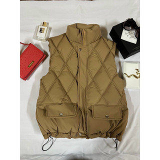 Áo phao nữ dáng gile trần bông quả trám siêu nhẹ áo phao gile có dây rút freesize 3 màu