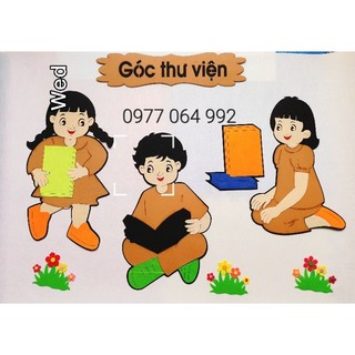 Tranh góc steam mầm non- góc thư viện 2