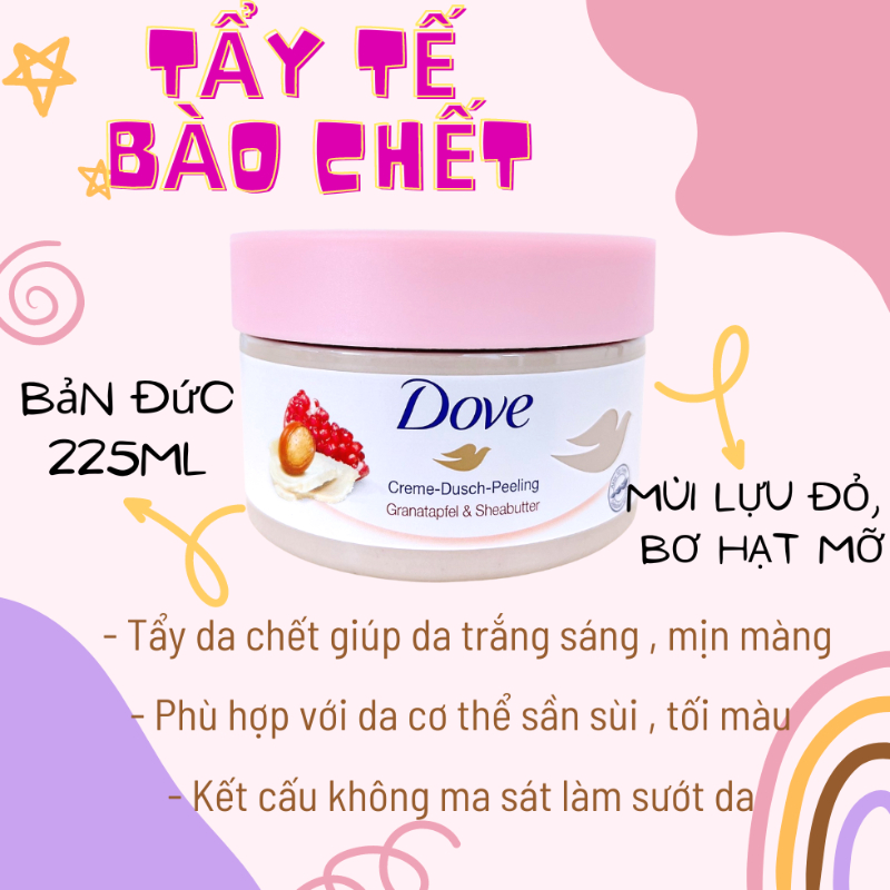 Tẩy Da Chết DOVE Body Giúp Da Mịn Màng Tẩy Tế Bào Chết DOVE Chính Hãng Bản Lựu Đức