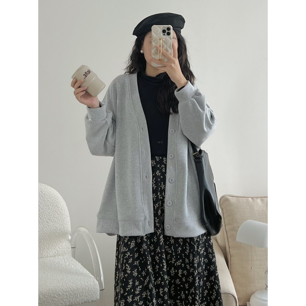 Áo khoác cardigan nỉ tăm dáng oversize dày dặn các loại - 29feb.closet - A121