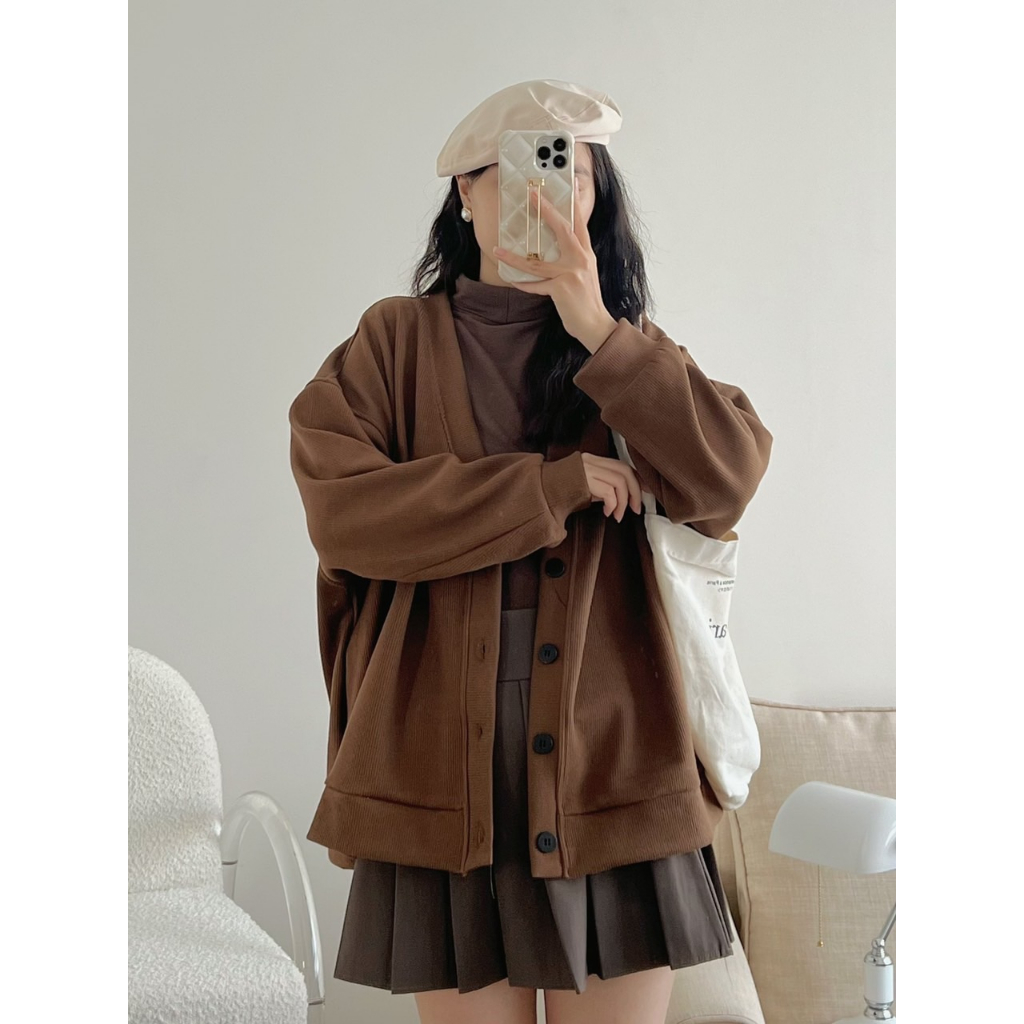 Áo khoác cardigan nỉ tăm dáng oversize dày dặn các loại - 29feb.closet - A121