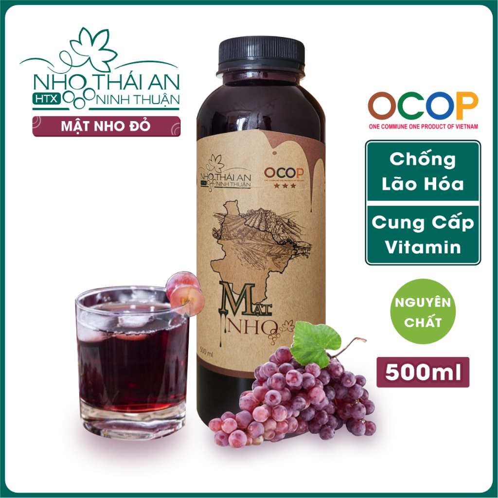 Mật Nho Hợp Tác Xã Thái An Chai 500ml nho tươi tự nhiên trồng tại vườn, ngâm ủ, cô đọng