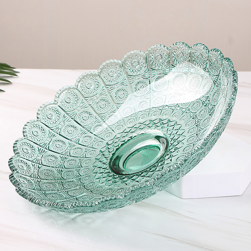Đĩa để hoa quả chất liệu thủy tinh pha lê siêu dày dặn, đường kính 27cm