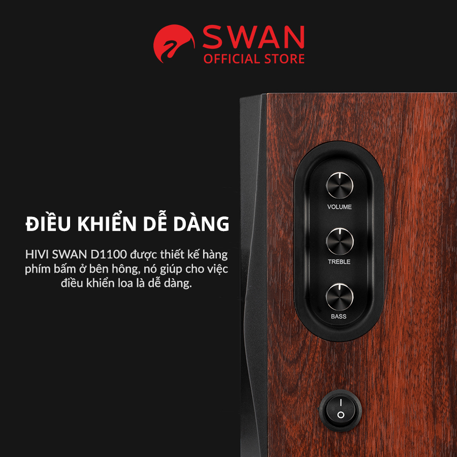 Loa HIVI SWAN D1100 - Bluetooth 5.0 - Kết nối Optical Coaxial  - Woofer 4 inch - Công suất 62W - Chính hãng MAI THU