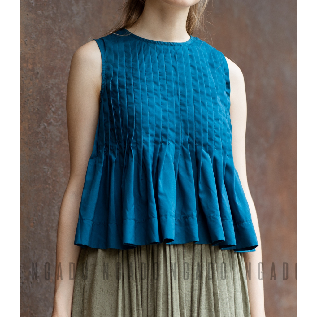 Áo xếp ly xanh NGADO