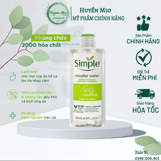 Nước tẩy trang Simple Kind to Skin Micellar Cleansing Water-huyenmio
