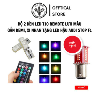 Combo 2 bóng đèn led remote t10 lưu màu xi nhan demi + led hậu audi stop f1 + cục chớp