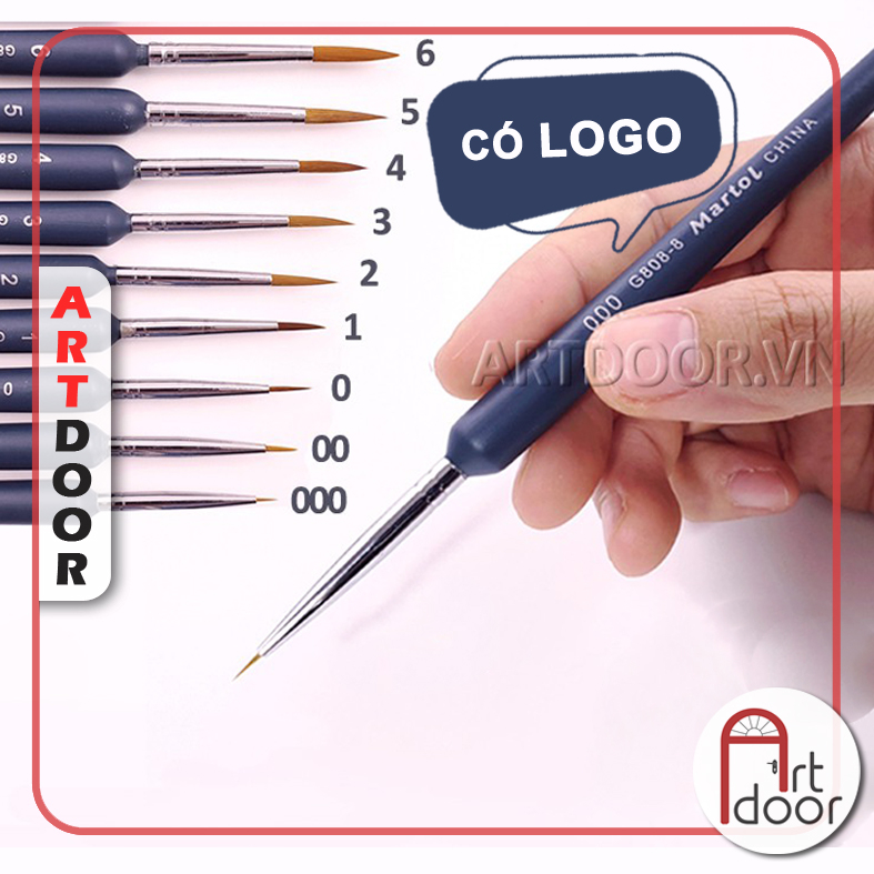 Cọ vẽ đầu Tròn MARIES Martol hàng chính hãng có in logo