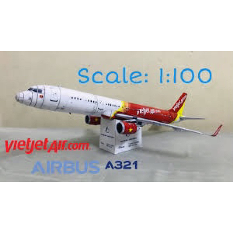 Mô hình giấy máy bay Vietjetair.com airbus a321 neo tỉ lệ1:100