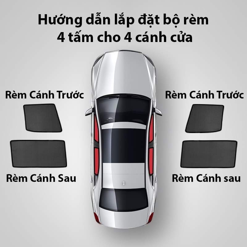 Rèm Che Nắng Nam Châm Xe Vinfast Lux A Bộ 4 tấm chắn nắng chuẩn form xe, nam châm hút mạnh