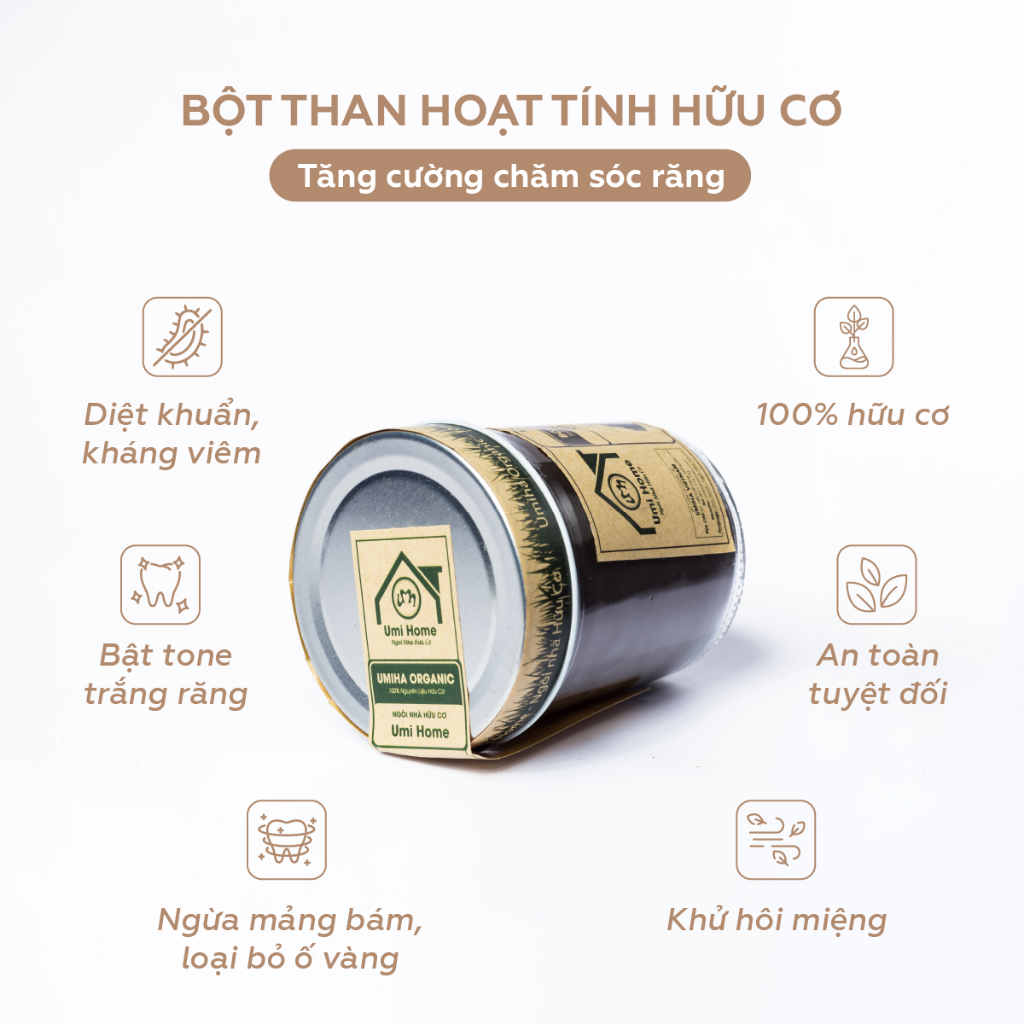 Bột than tre trắng răng UMIHOME (85g) - Trắng răng tự nhiên, sạch mảng bám với bột than tre trắng răng than hoạt tính