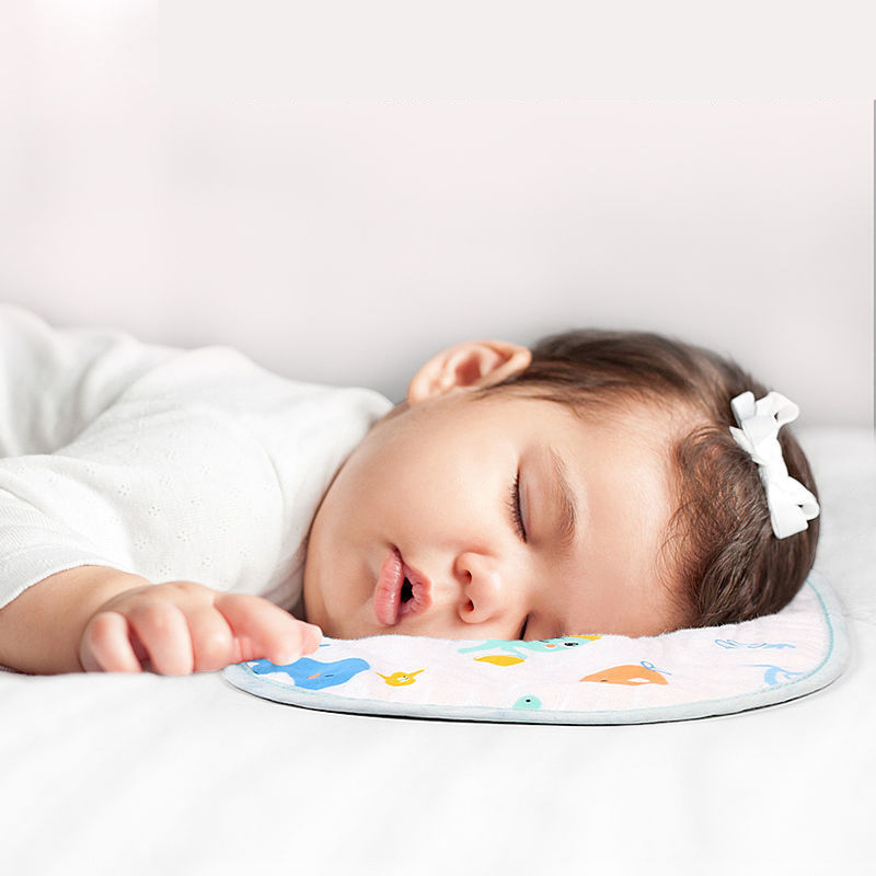 Gối xô sơ sinh gối cotton cho bé sơ sinh 25x40cm gối hạt đậu chống bẹp đầu thoáng khí sử dụng được 2 mặt