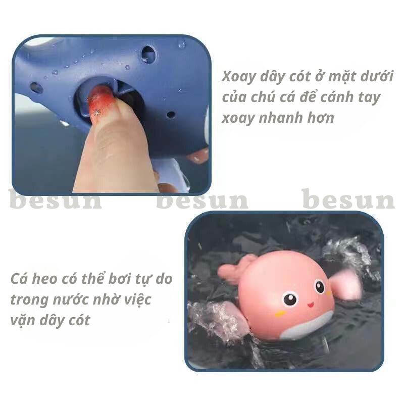Đồ chơi nhà tắm cá vặn cót ngộ nghĩnh thả bồn bơi trong nước cho bé