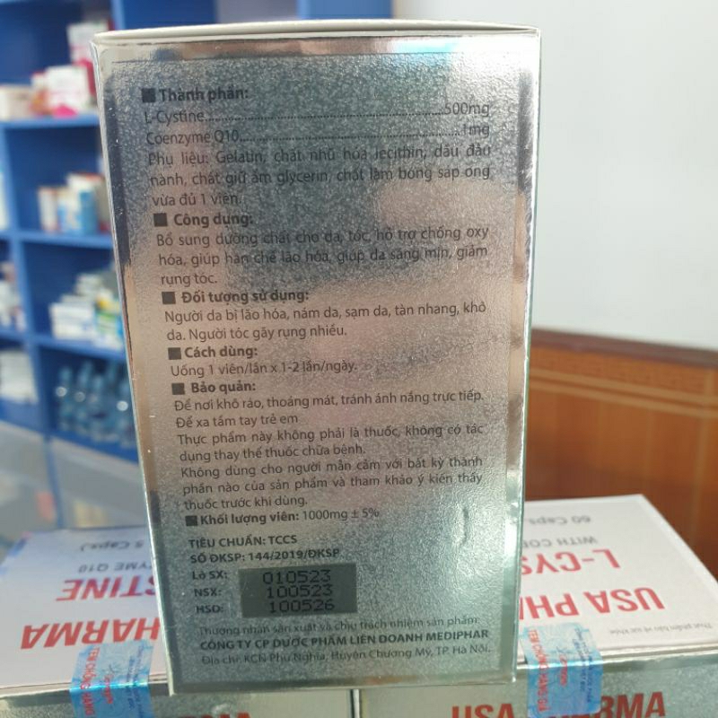 Viên uống L-CYSTINE 500mg đẹp da, giảm dụng tóc, giảm thâm nám hiệu quả hộp 60 viên
