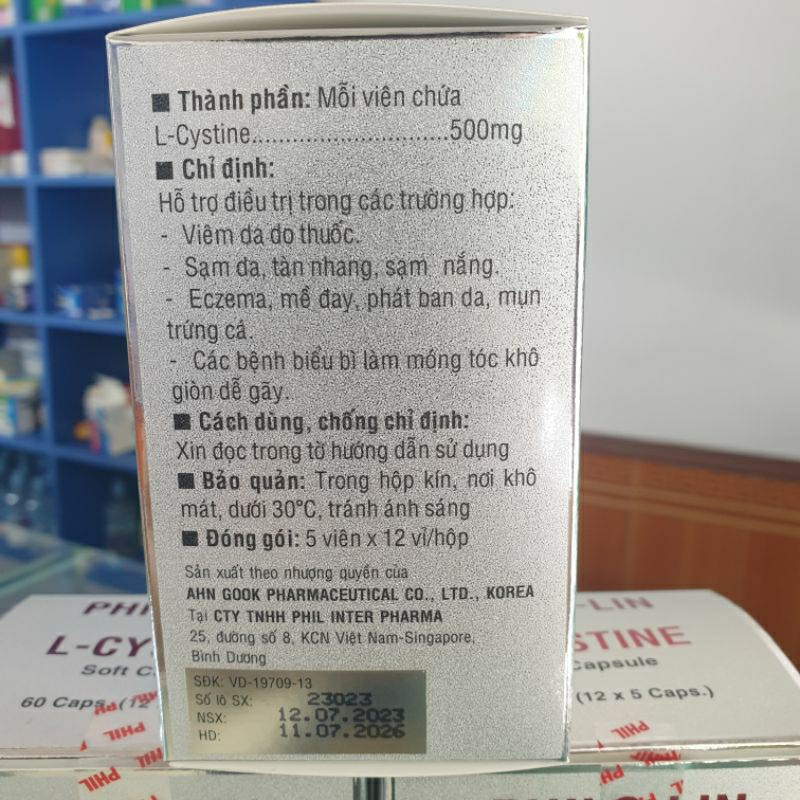 Viên uống L-CYSTINE 500mg đẹp da, giảm dụng tóc, giảm thâm nám hiệu quả hộp 60 viên
