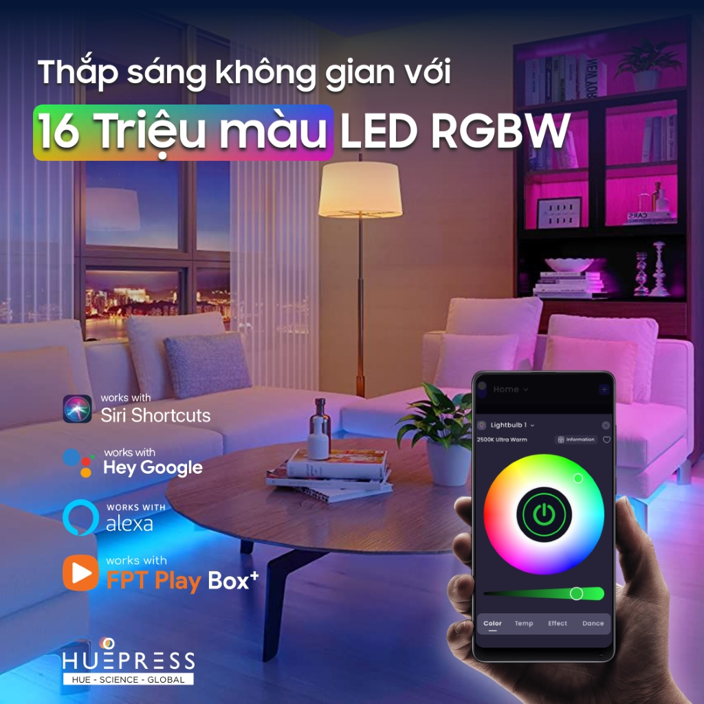 Bộ 3 đèn dây led 16 triệu màu, đèn Bulb và đèn Filament ble-mesh