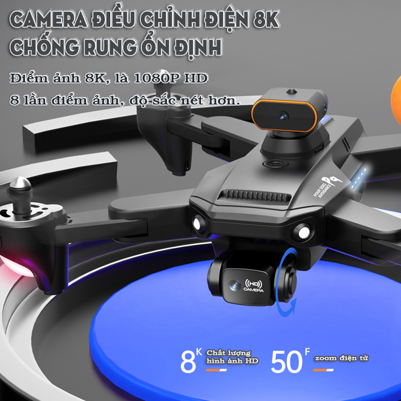 Flycam P9-8K định vị bằng ánh sáng tránh vật cản thông minh thời gian bay lâu trở về tự động Máy Bay mini camera | BigBuy360 - bigbuy360.vn