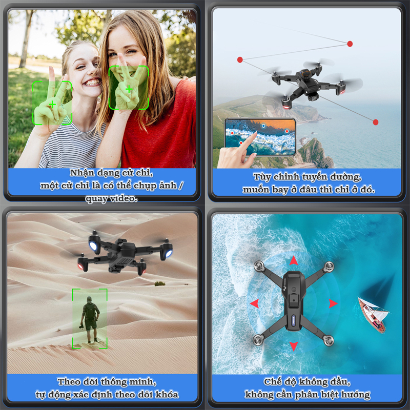 Flycam P9-8K định vị bằng ánh sáng tránh vật cản thông minh thời gian bay lâu trở về tự động Máy Bay mini camera | BigBuy360 - bigbuy360.vn