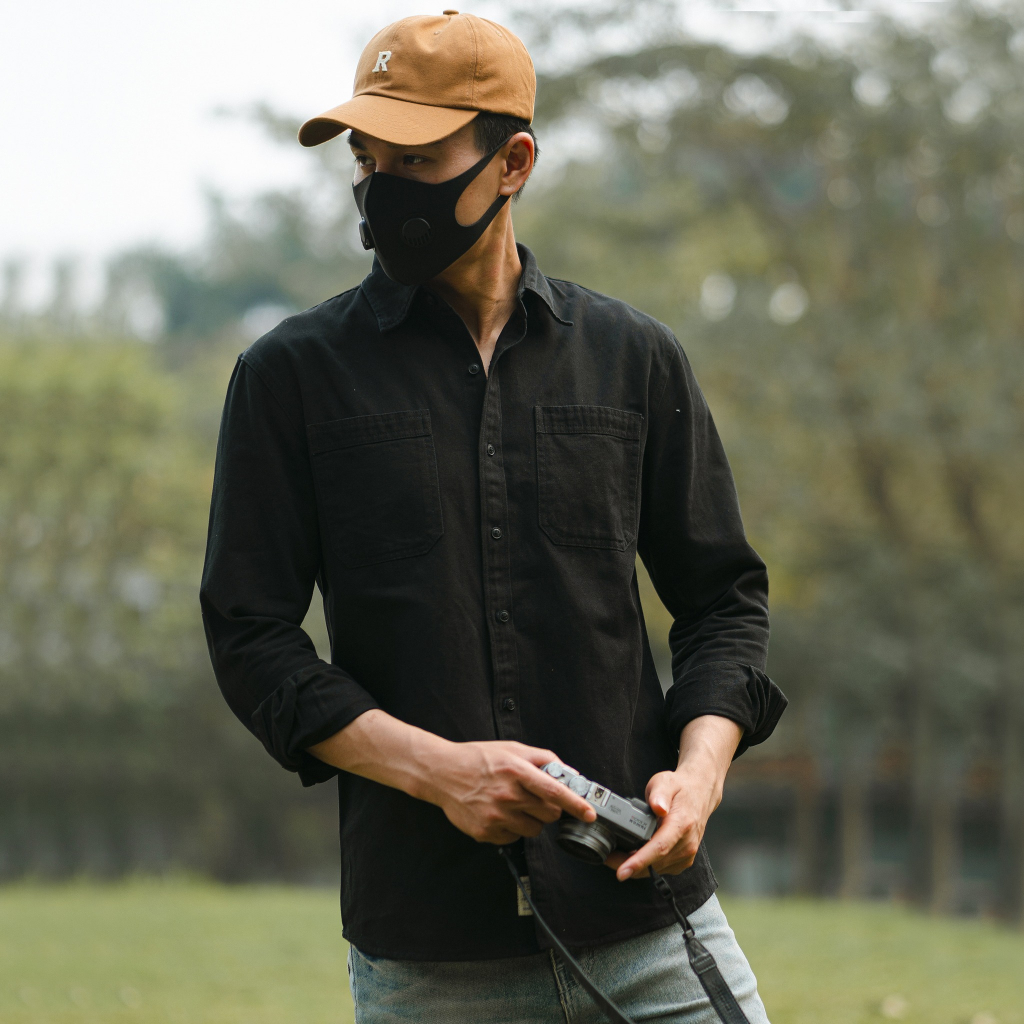 Áo Sơ Mi Nam Kaki  H2T Simwood Denim, Dáng rộng phong cách hàn quốc, 2 Túi bản to Ngực 2 Bên 1479