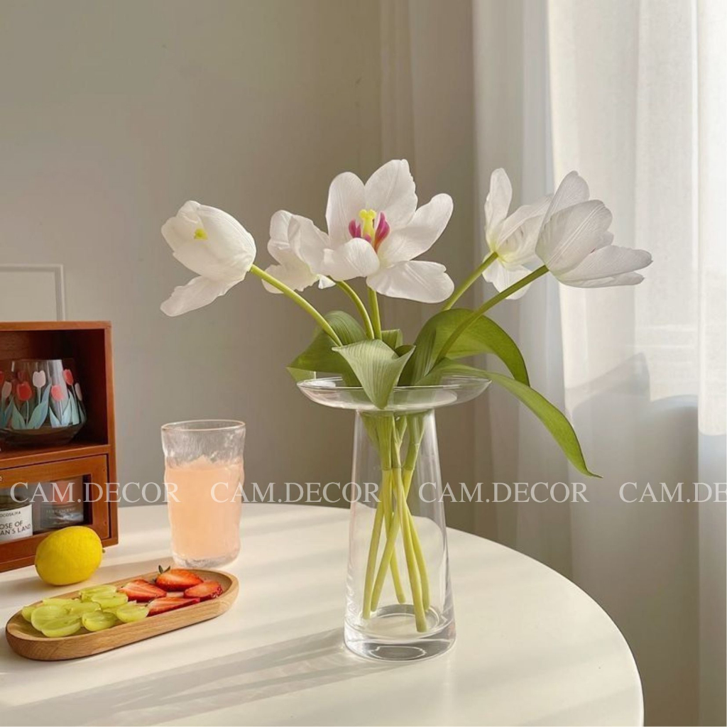 ❤️Hoa Tulip Giả Bằng Lụa Phủ Silicon Dưỡng Ẩm Căng Mọng Như Thật ❤️Chất liệu lụa cao cấp làm hoa cưới CAM DECORDE