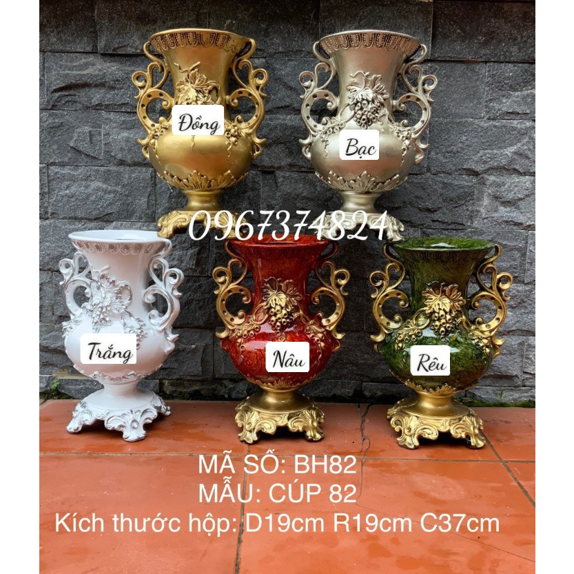 Bình hoa cúp composite mã bh82, lọ cắm hoa cao cấp, lọ hoa trang trí