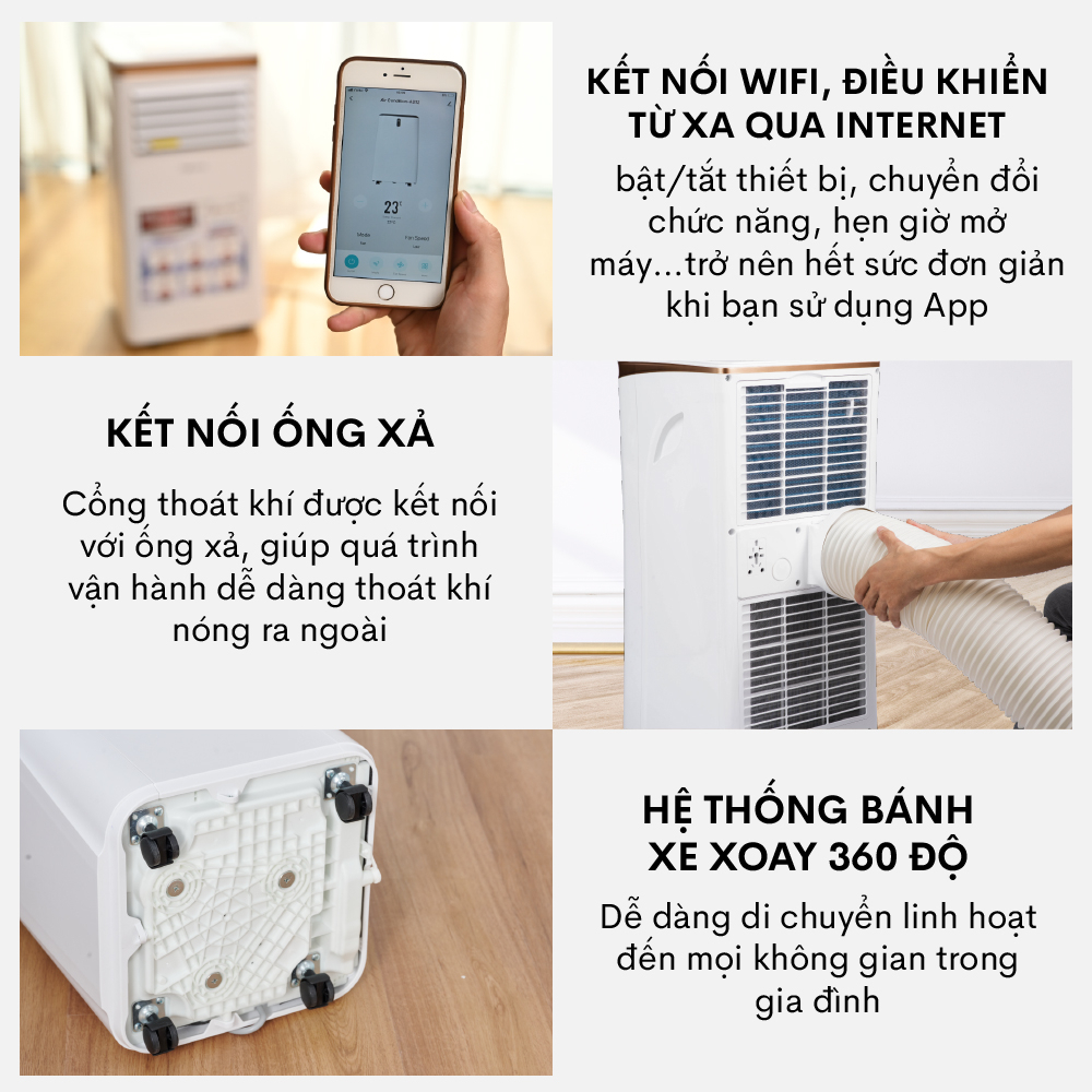 Máy lạnh di động Fujihome 7000-12000BTU công dụng làm mát,hút ẩm diện tích lớn nhập khẩu chính hãng, bảo hành 24 tháng