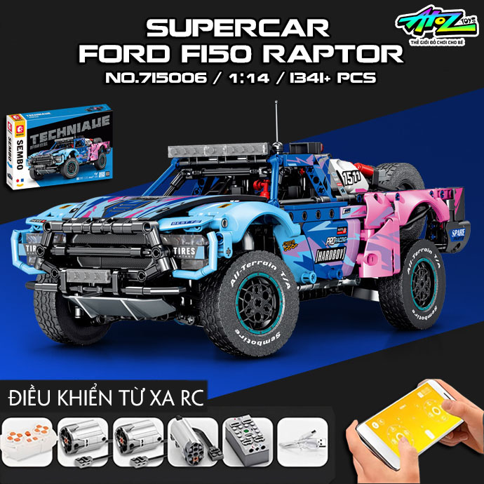 Đồ Chơi Lắp Ráp Mô Hình Xe Bán Tải Địa Hình Offroad Ford F150 Raptor Harley-Davidson Tỉ Lệ 1:14 NO-S715006-1340+PCS