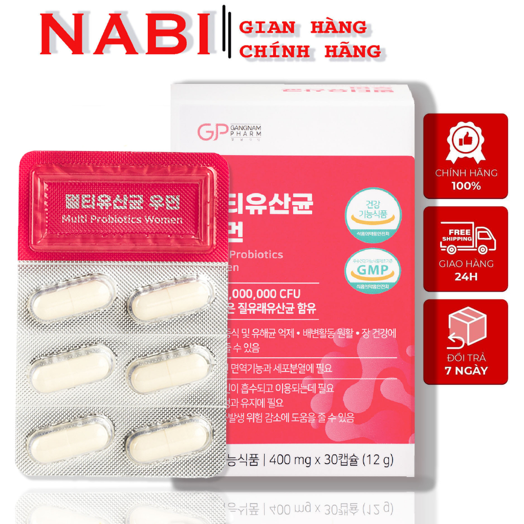Viên Uống Men Phụ Khoa Multi Probiotics Women Ngăn Ngừa Viêm Nhiễm, Nấm Ngứa Vùng kín- Hàn Quốc