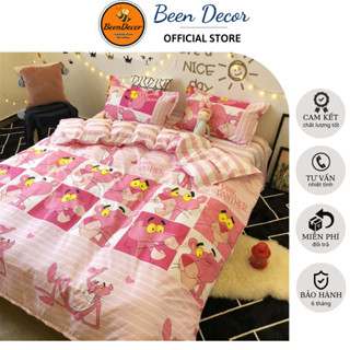 Bộ 5 món vỏ Chăn ga gối, vỏ bọc mền lồng được ruột, chăn mỏng có khoá kéo chất Cotton Poly mẫu Báo Pink - Hàng loại 1