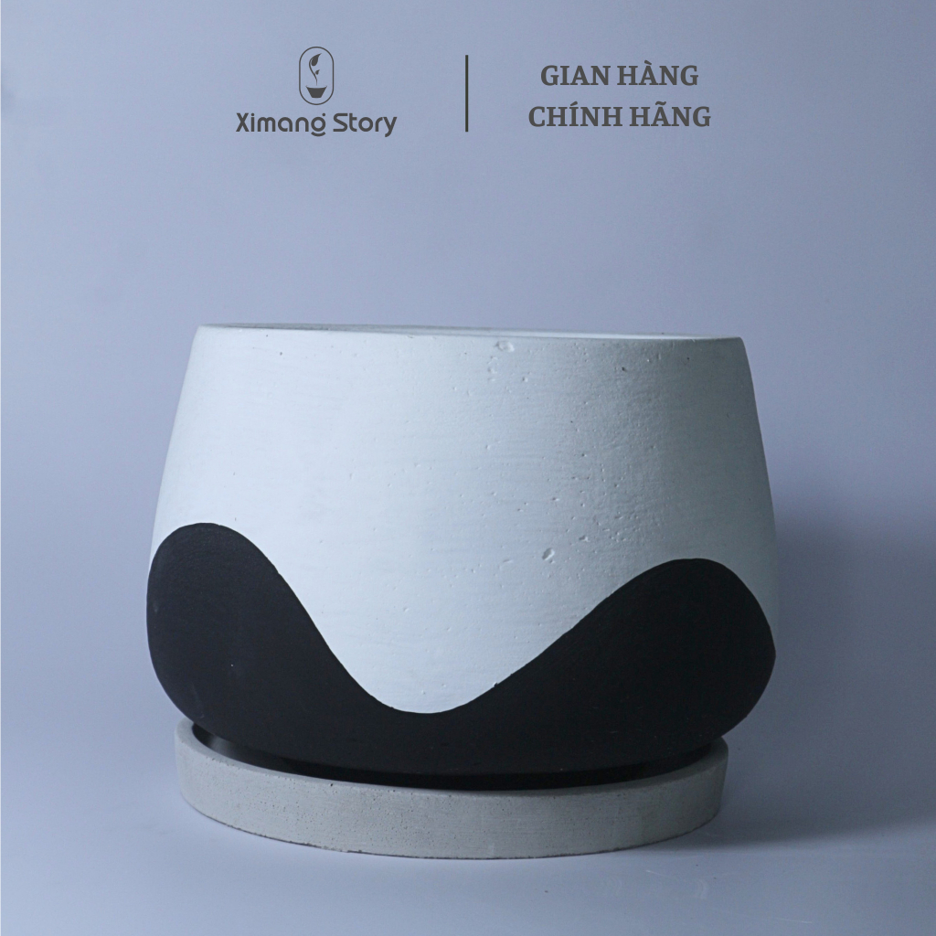 Chậu Xi Măng Dáng Bầu sơn màu