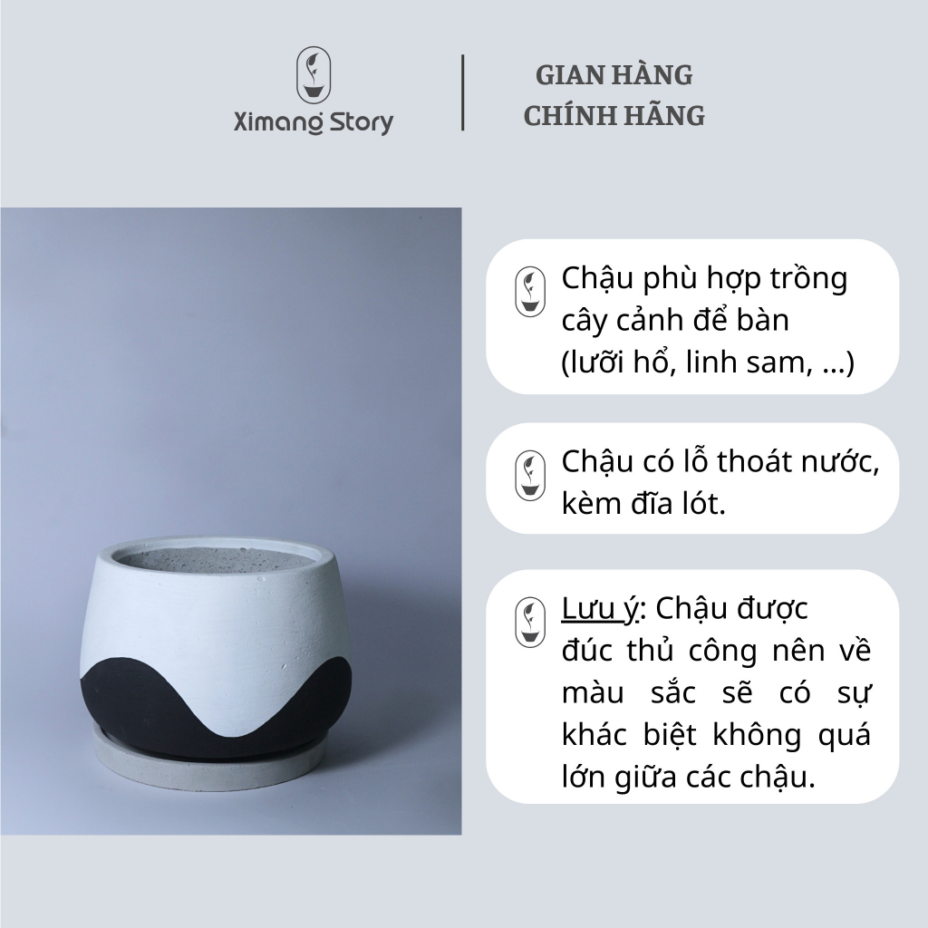 Chậu Xi Măng Dáng Bầu sơn màu