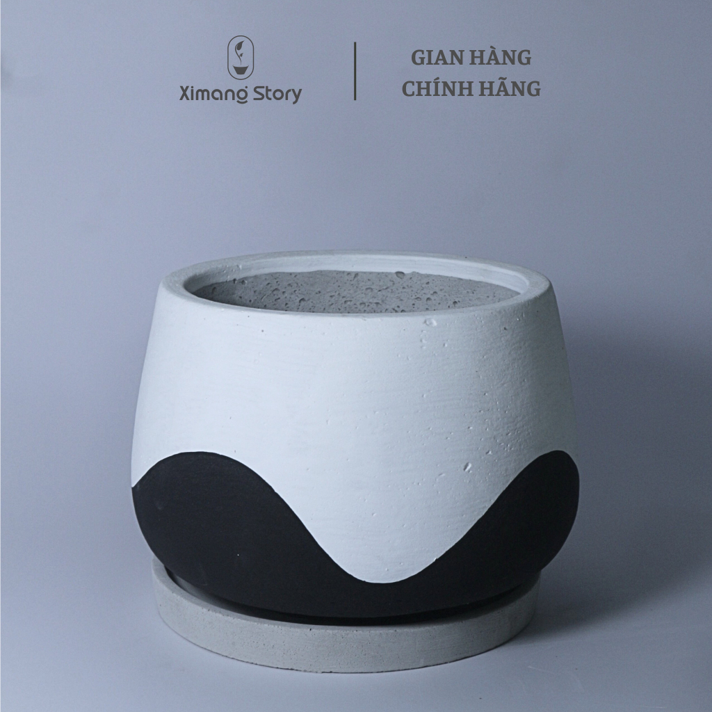 Chậu Xi Măng Dáng Bầu sơn màu