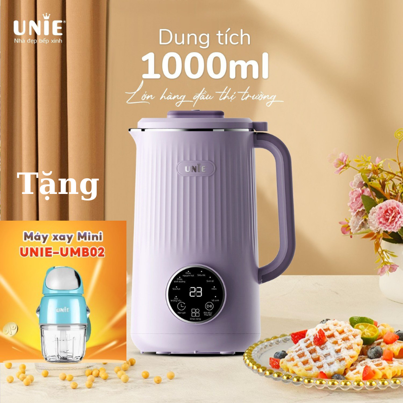 Máy Làm Sữa Hạt Unie UMB10, 1000ML, 8 Chức Năng Xay Nấu, Hàng Chính Hãng, Tặng Sách CT và Hạt