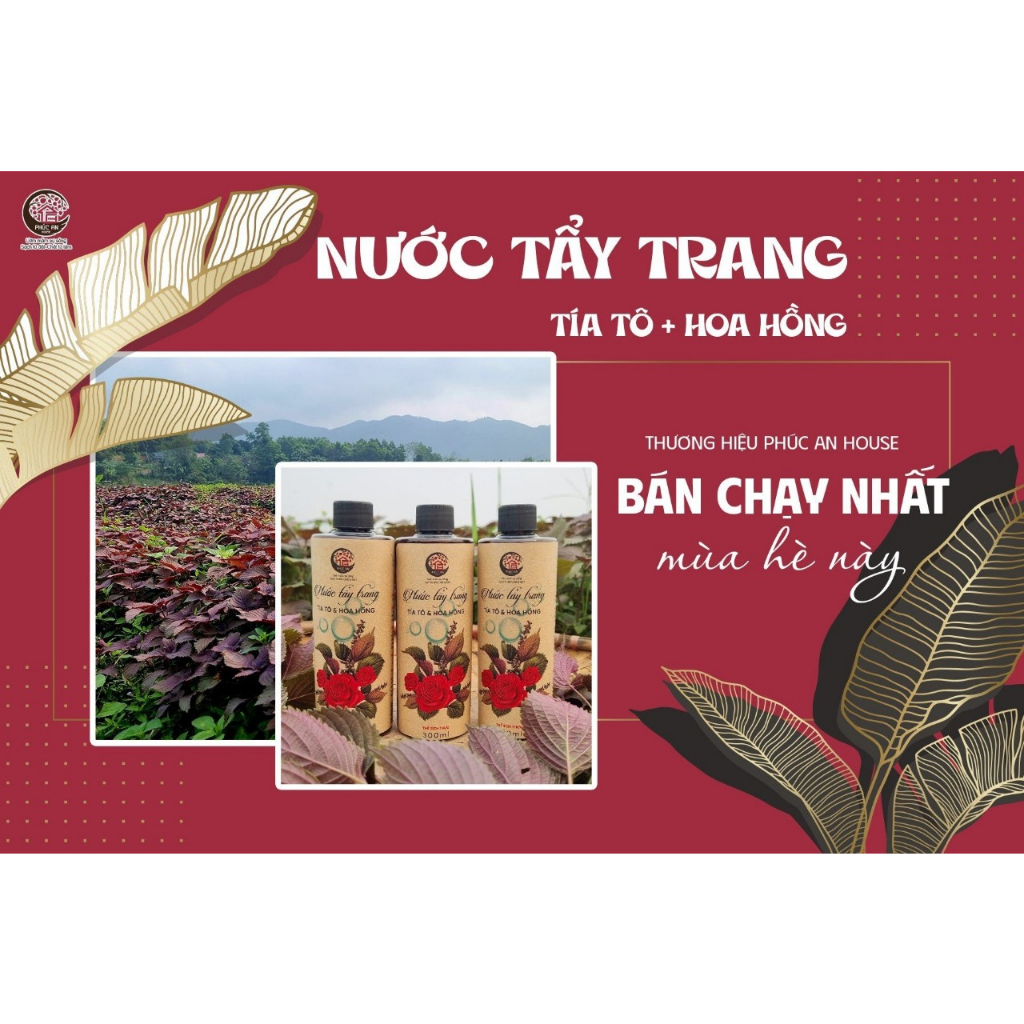 Nước tẩy trang Tía Tô - Hoa hồng 300ml_làm sạch sâu_Dành cho da dầu, da mụn