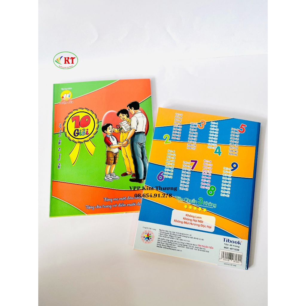 Combo 10 cuốn tập Điểm 10 - 48/ 96 trang, 4 ô ly vuông - Định lượng 100gsm - Tân Thuận Tiến