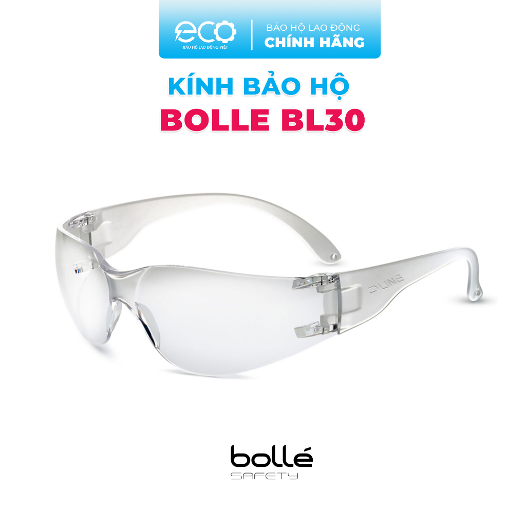 Mắt kính bảo hộ Bolle BL30 tròng trắng chống trầy, chống đọng sương, chống tia UV