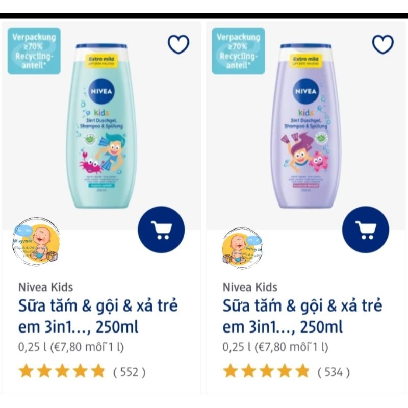 Sữa tắm Nivea trẻ em 3in1 250ml ( TẮM- GỘI - XẢ)