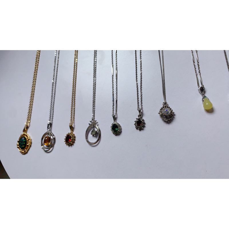 Dây chuyền mặt garnet xanh đỏ tím sáng bóng si Nhật