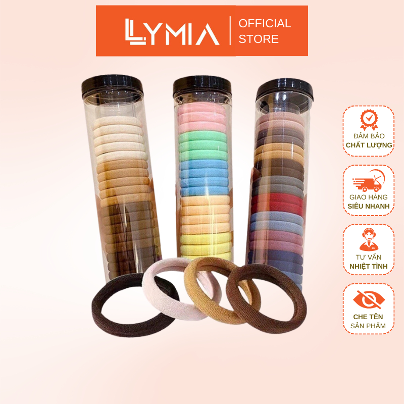 Hộp ống 20 chun buộc tóc LYMIA nhiều màu sắc, dây buộc tóc kèm ống trong suốt