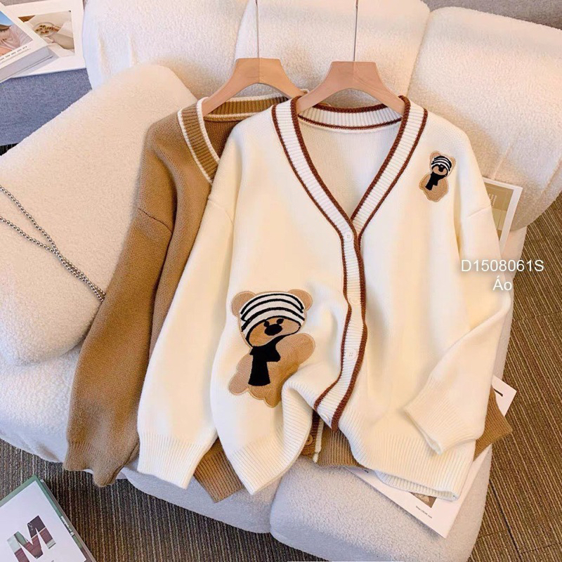 Áo khoác len viền tay dài phối hình nổi hàng nhập chuẩn! transstore