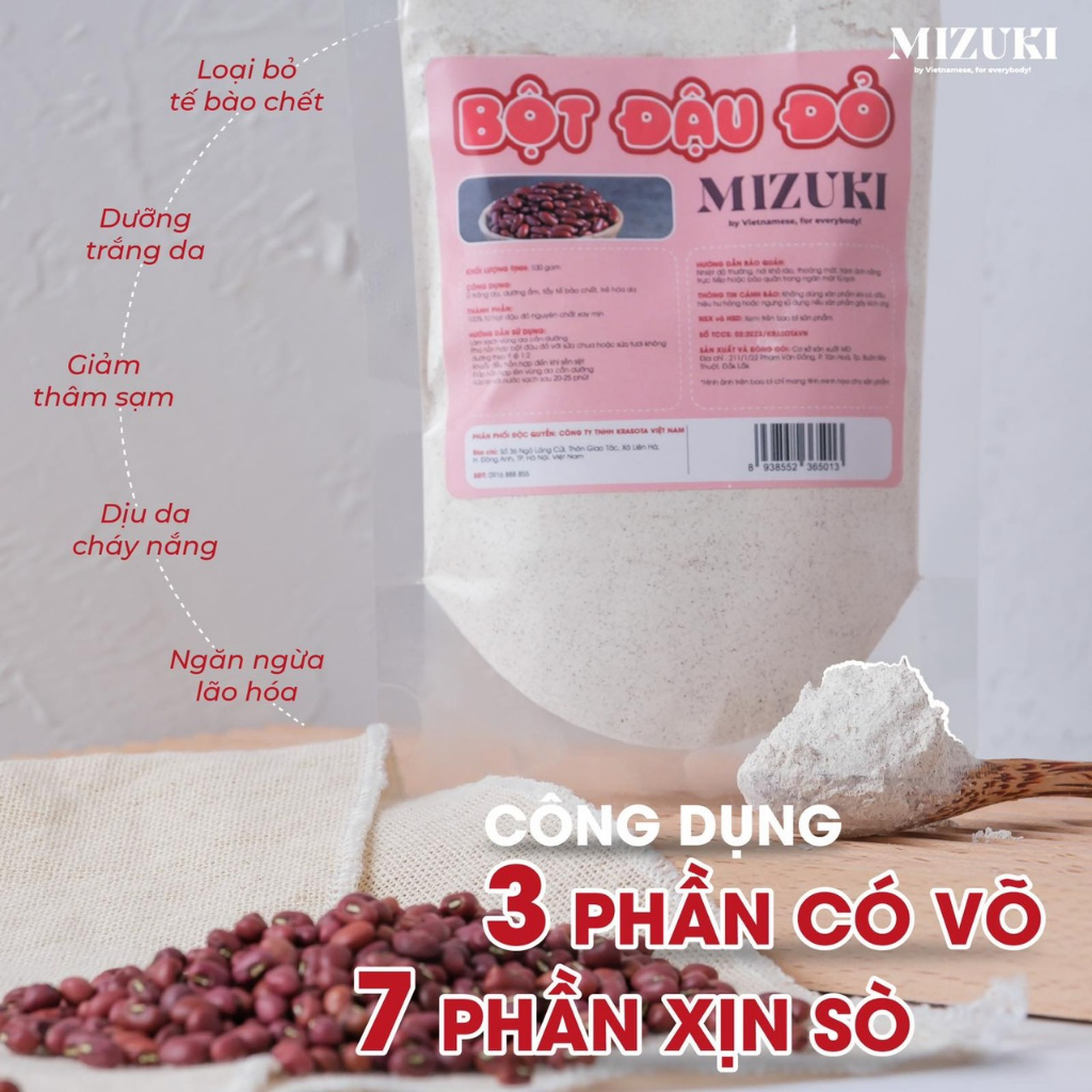 Bột Đắp Mặt Nạ Thiên Nhiên Giúp Sáng Da Nguyên Chất Mizuki