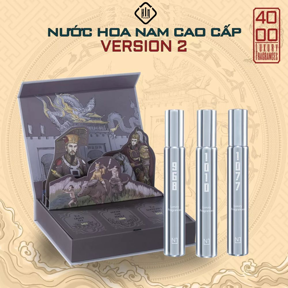 NERMAN - Bộ 3 chai nước hoa nam Nerman 4000 chính hãng - VERSION 2 - Hương thơm mạnh mẽ lôi cuốn, lưu hương tới 8h 10ml